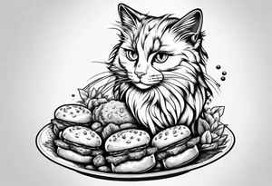 Cat riding a chicken nugget tattoo idea