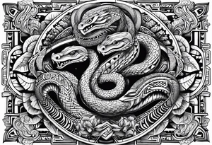 aztec snakes together tattoo idea