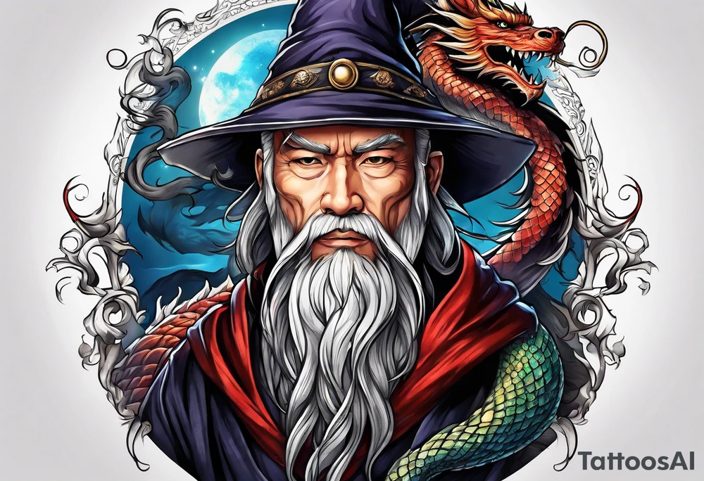 Wizard with dragon tattoo idea