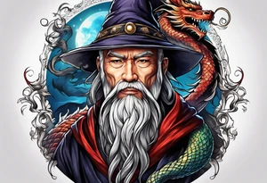 Wizard with dragon tattoo idea