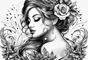 Music intertwined with baby footprints tattoo idea