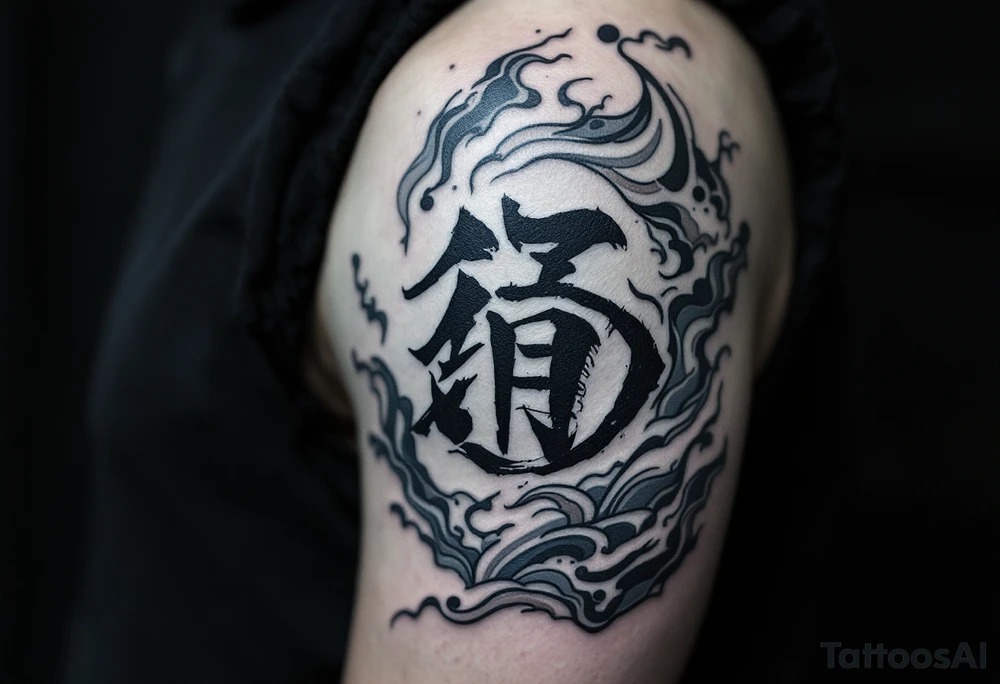 japanese chracters 静けさ 
Color: Cool shades of blue and gray, conveying calm, stillness, and peacefulness. tattoo idea