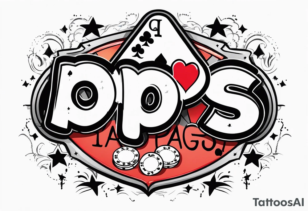 Simple memorial tattoo with the date August 13,2024 involving poker, and the name”pops” tattoo idea