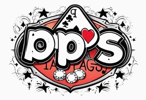 Simple memorial tattoo with the date August 13,2024 involving poker, and the name”pops” tattoo idea