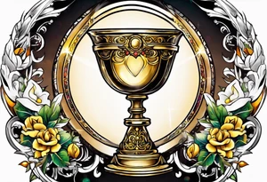 chalice surrounded by golden halo tattoo idea