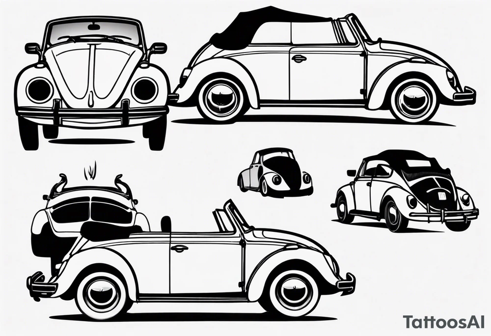 VW bug convertible, side profile, top down tattoo idea