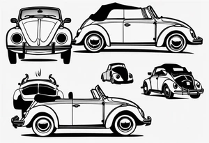 VW bug convertible, side profile, top down tattoo idea