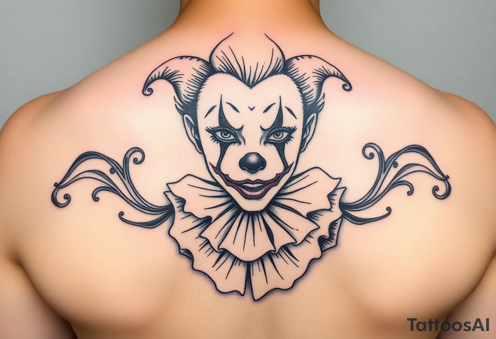 Sad female clown tattoo idea