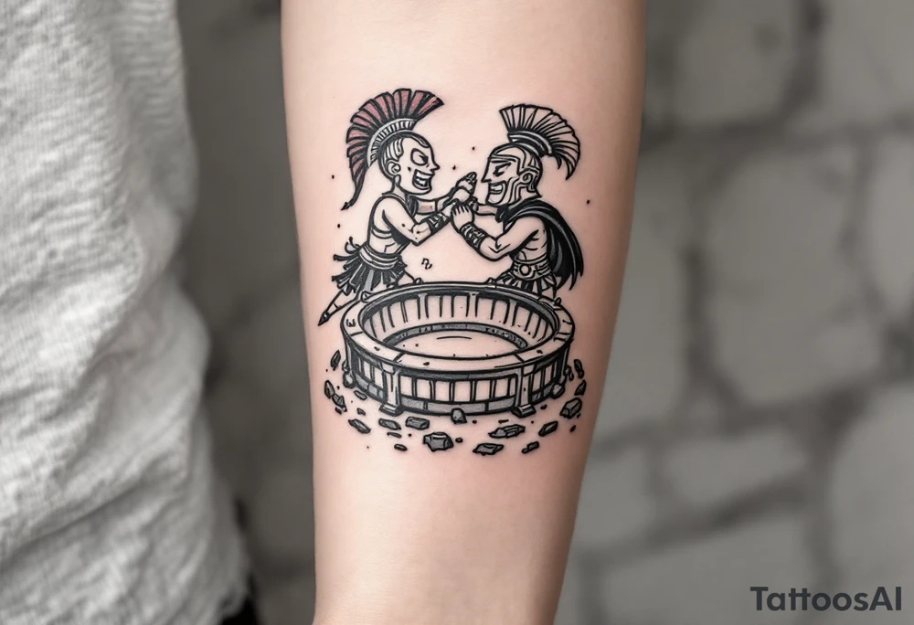 gladiator arena fight tattoo idea
