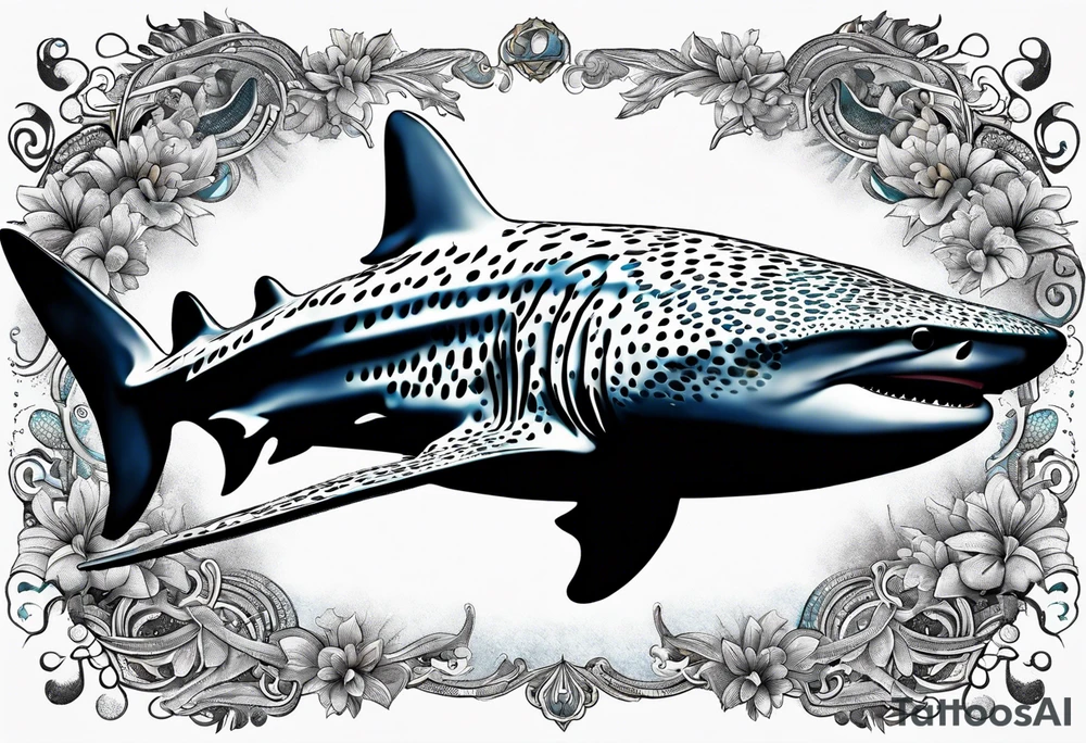 whale shark with cool texture pattern top view tattoo idea