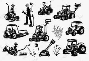 stickman with lawnmower tattoo idea
