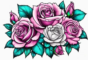 Dad, roses, teal, pink, purple tattoo idea