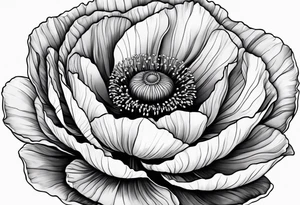 WORLD GLOBE INSIDE A POPPY FLOWER BUD tattoo idea