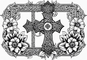 celtic cross with flowers tattoo idea