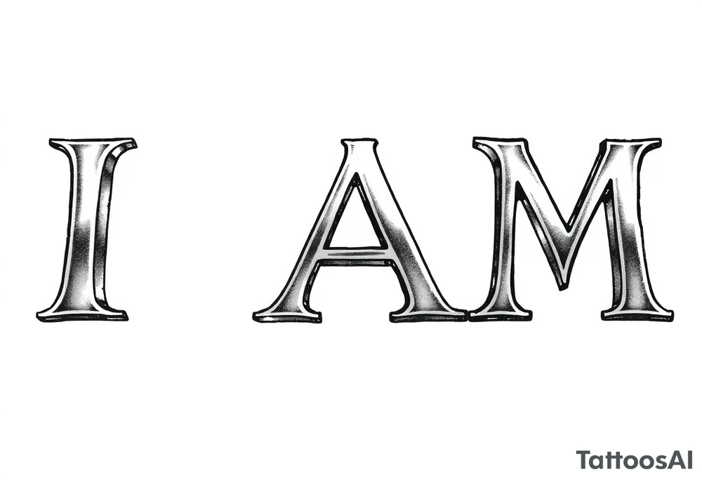 3D chrome letters I A M tattoo idea