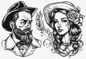 A man and a woman, like the one in the Pioneer image tattoo idea