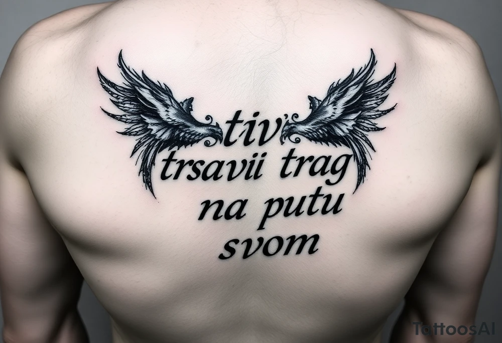 Make an arm tattoos with and or representing the words ostavi trag na putu svom tattoo idea