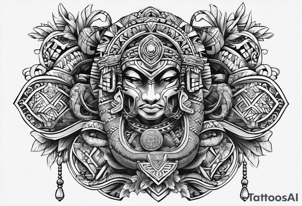 aztec snake sleeve tattoo idea