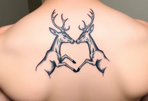 Two deer fighting not kissing  with in a low down stance tattoo idea