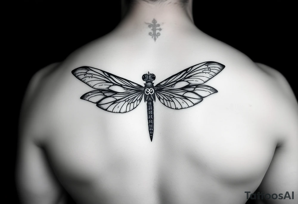 dragonfly with infinity symbol body tattoo idea
