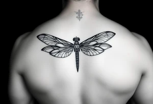 dragonfly with infinity symbol body tattoo idea