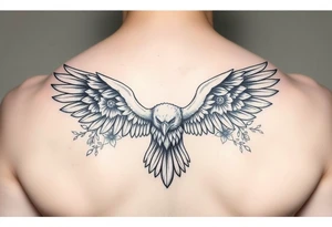 eagle and flowers wings not opened for the arm tattoo idea