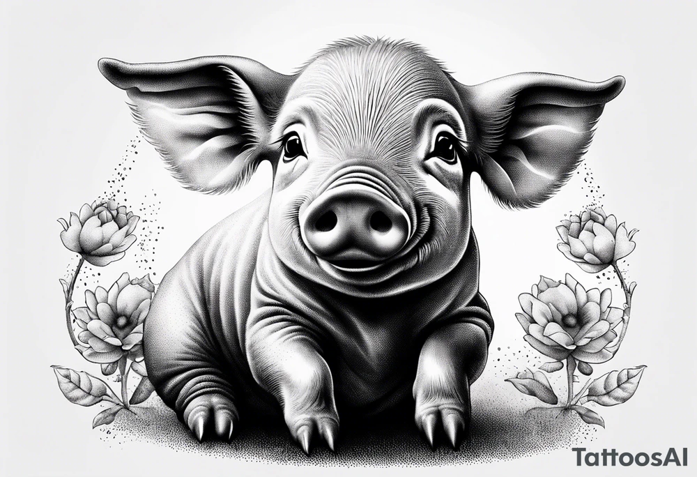 cute piglet.
with text: "friends not food" tattoo idea