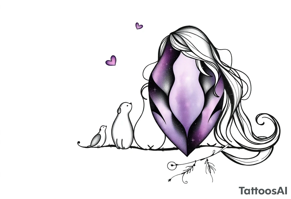 amethyst birthstone mother of 3 girls loves animals tattoo idea