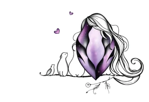 amethyst birthstone mother of 3 girls loves animals tattoo idea