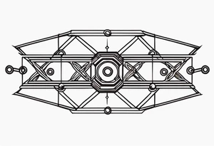 armband tattoo, masculine, narrow, horizontal with quantum atoms chain pattern tattoo idea