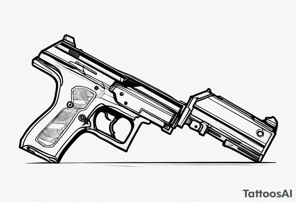 The letters AR with pistols on each side tattoo idea
