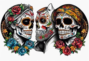 day of dead,man,standing,horizontal,cover up tattoo idea