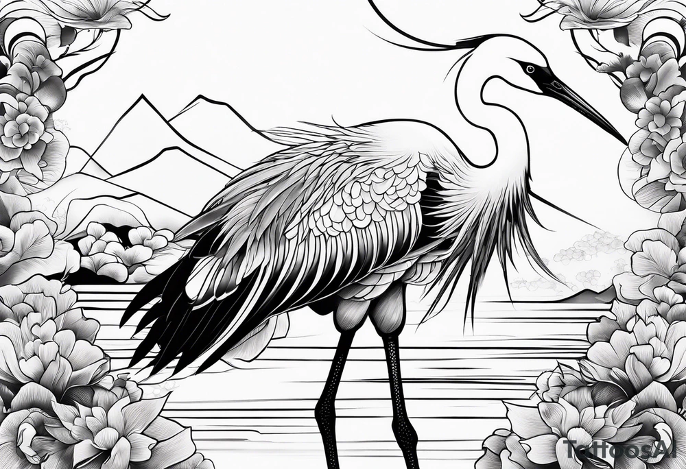 Japanese crane tattoo idea