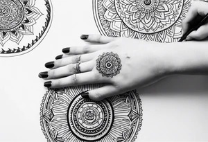 Single needle Thai mandala finger tattoos tattoo idea
