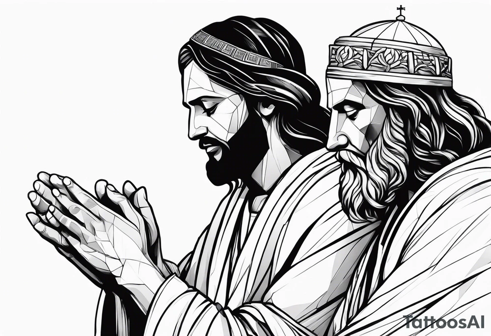 God and Jesus together praying. tattoo idea