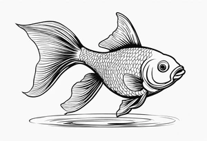 Create a subtle tattoo of a goldfish leaping out of water, highlighting its vibrant fins and dynamic movement.” tattoo idea