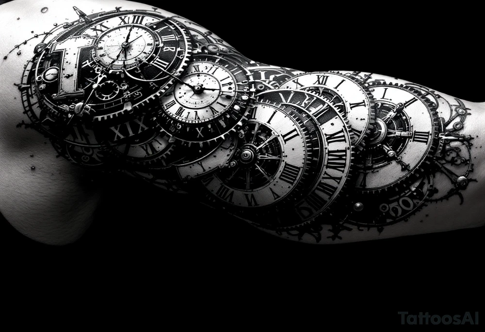 vintage roman numerals within ornate clockwork mechanism tattoo idea vintage roman numerals within ornate clockwork mechanism tattoo idea