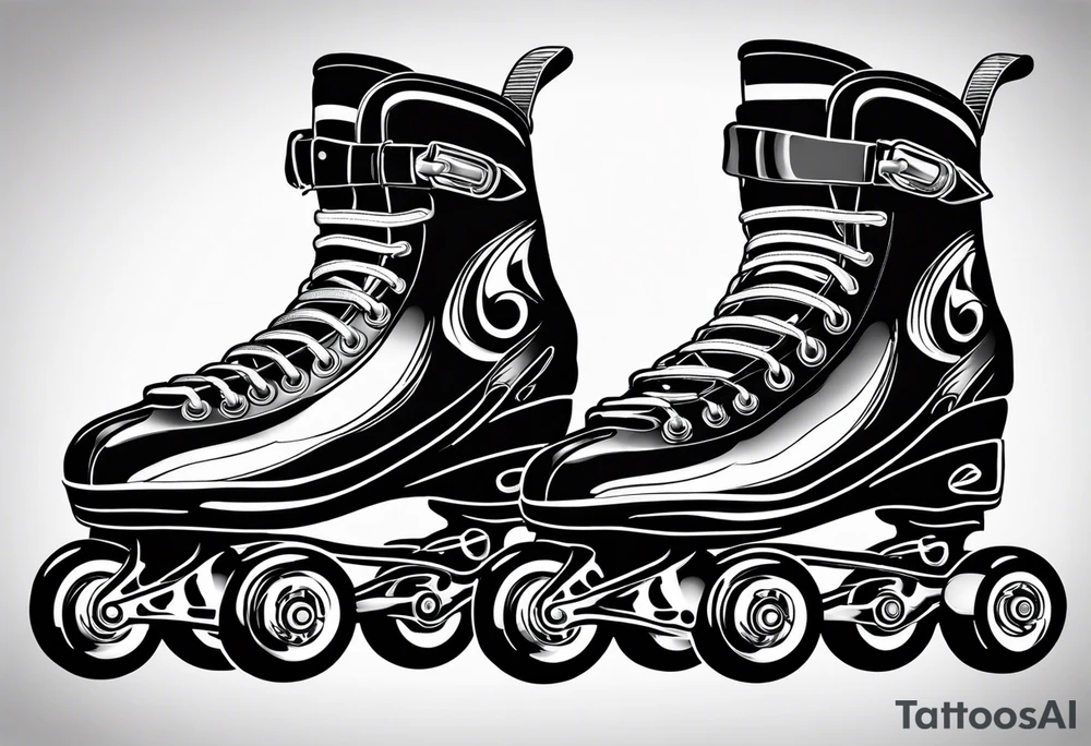 Pair of rollerskates facing left tattoo idea