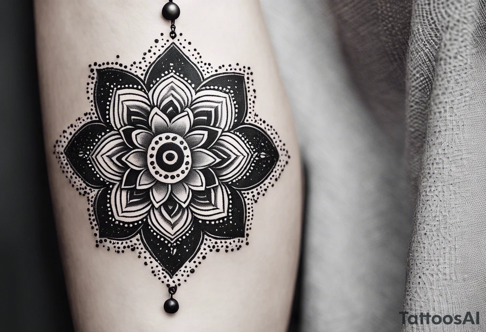 A feminin minimalist mandala with simple dit chain tattoo idea