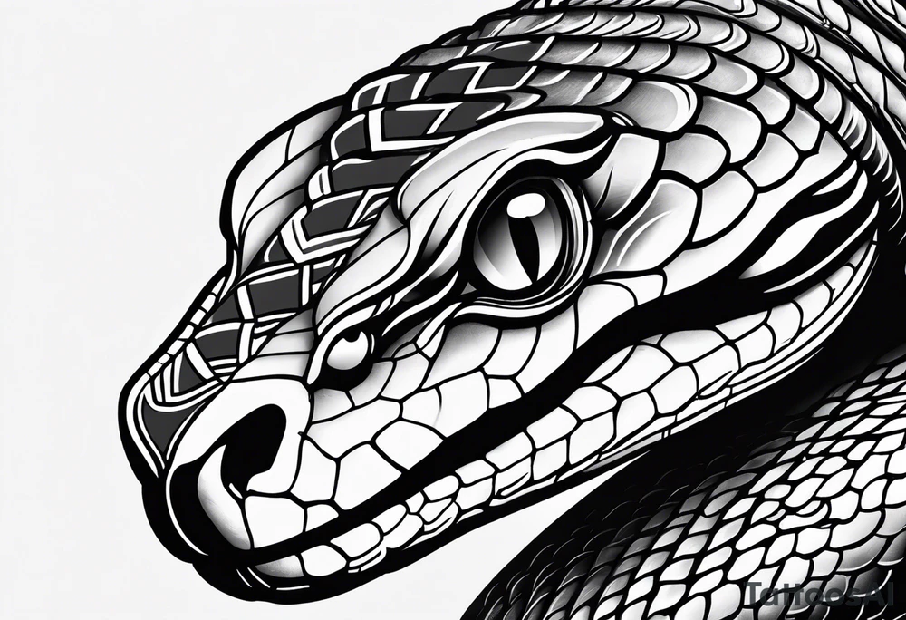 simple snake with blue eyes tattoo idea