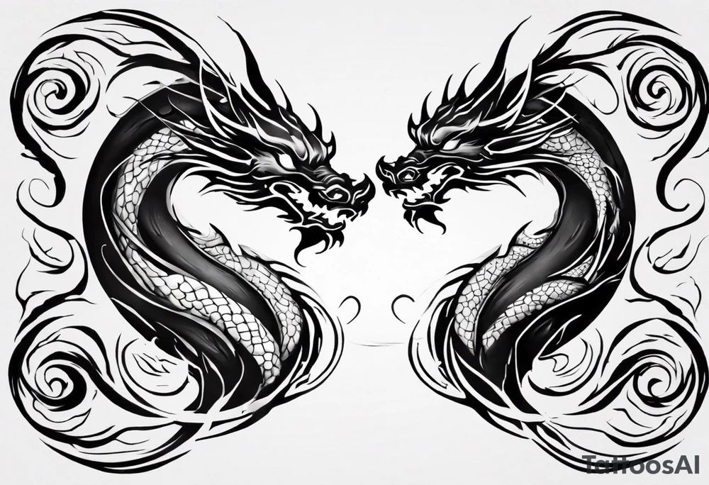 two dragons swirling to make a yin yang tattoo idea