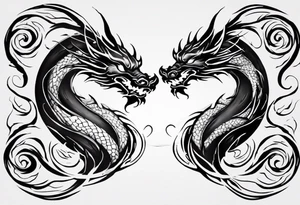 two dragons swirling to make a yin yang tattoo idea