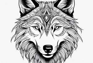 a wolf and a woman with the same eye tattoo idea