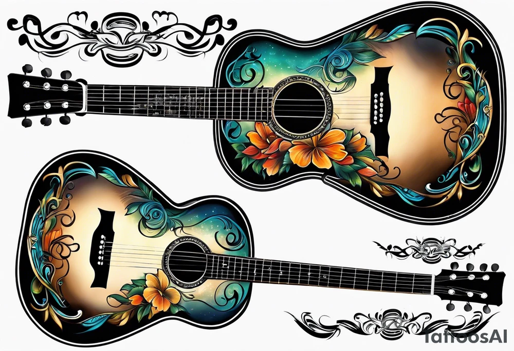 Acoustic guitar tattoo idea