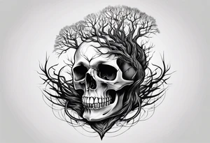 skull with roots running thru it tattoo idea