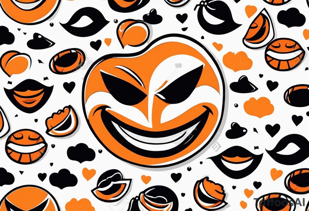 Laughing mask that is orange and black simplistic tattoo idea