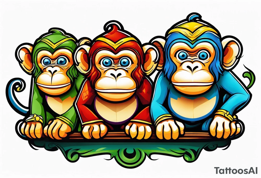 three wise monkeys symbol tattoo idea