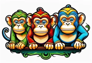 three wise monkeys symbol tattoo idea