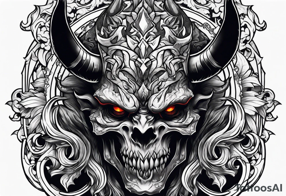 Demon holding a decapitated head tattoo idea