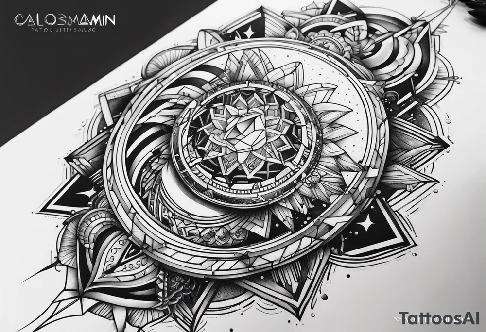 futuristic style on left arm tattoo idea